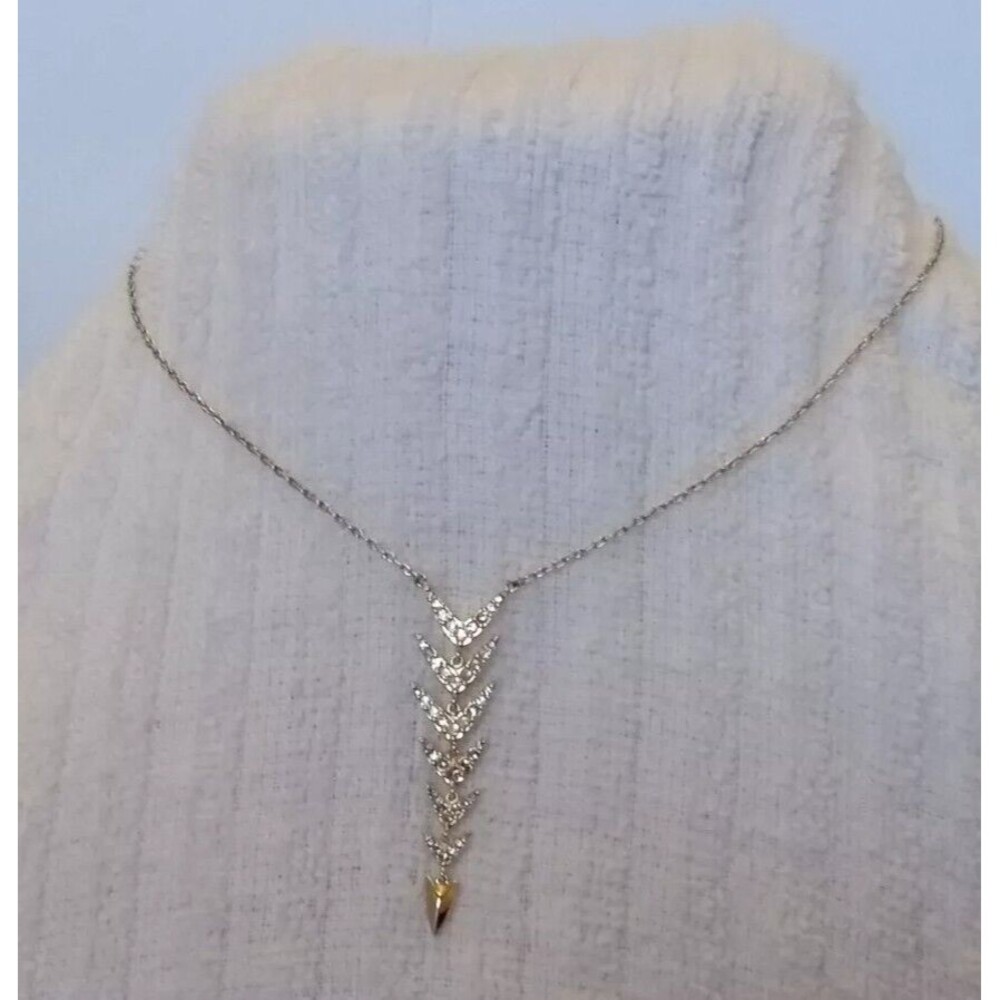 Stella & Dot Dainty Articulated Rhinestone Feather Necklace 15-18 Inch